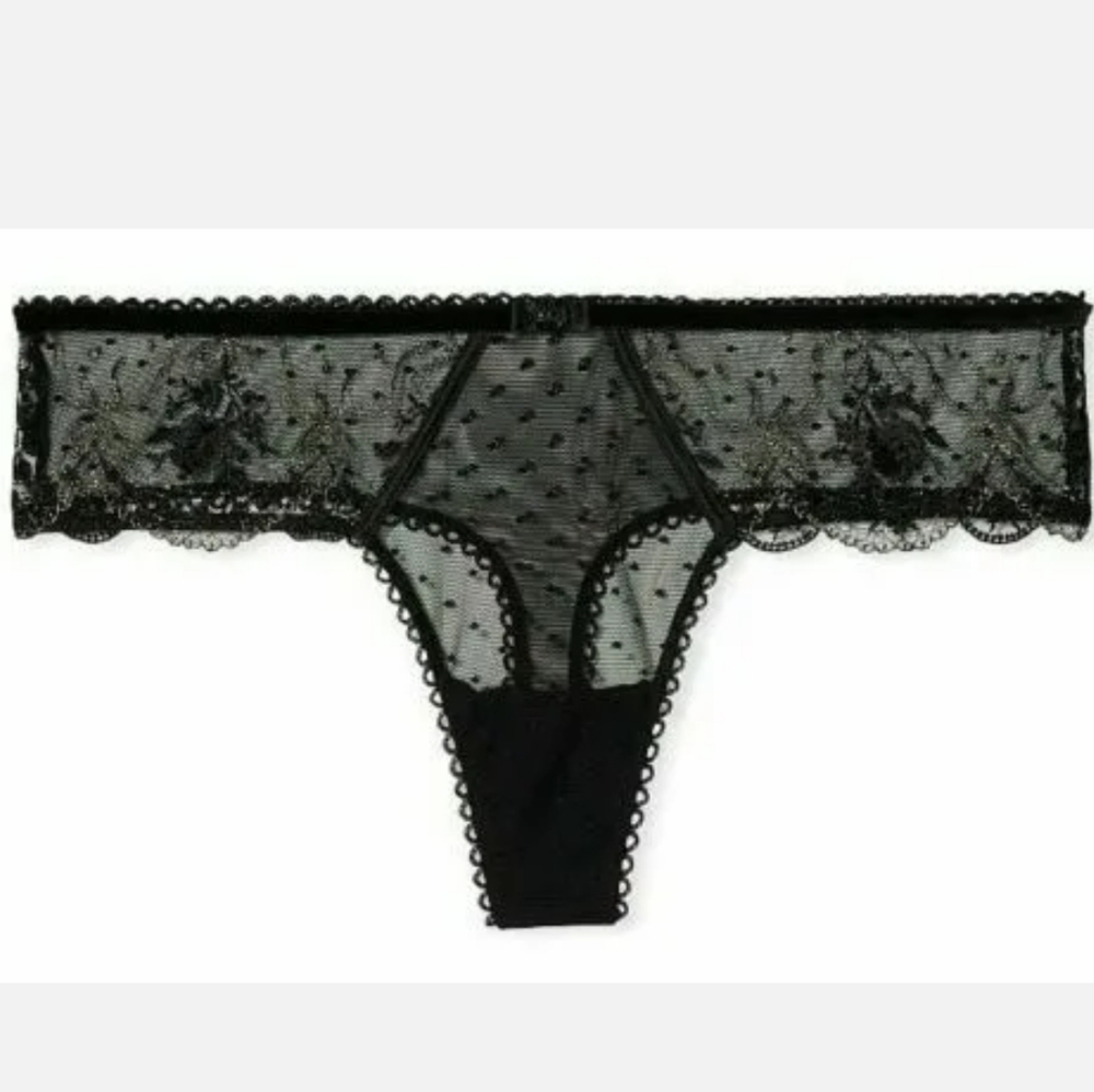 VICTORIAS SECRET VERY SEXY ROSE AND BOWS THONG PANTY FLORAL LACE